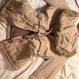 Old Navy Small Jacket in Taupe with Red Accent